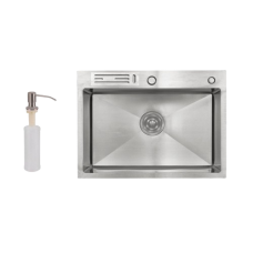 Кухонная мойка Lidz H6045K 3.0/1.0 мм Brush с встроенным держателем для ножей Кухонная мойка Lidz H6045K 3.0/1.0 мм Brush с встроенным держателем для ножей
