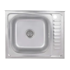 Мийка для кухні накладна Brinex 6050-L Satin 0,6 мм крило праворуч Мийка для кухні накладна Brinex 6050-L Satin 0,6 мм крило праворуч