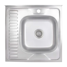 Мийка для кухні накладна Brinex 6060-R Satin 0,6 мм крило ліворуч Мийка для кухні накладна Brinex 6060-R Satin 0,6 мм крило ліворуч
