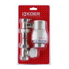 Комплект для підключення радіатора Koer 1/2" (прямий) з термоголовкою Комплект для підключення радіатора Koer 1/2" (прямий) з термоголовкою