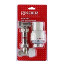 Комплект для підключення радіатора Koer 1/2" (кутовий) з термоголовкою Комплект для підключення радіатора Koer 1/2" (кутовий) з термоголовкою
