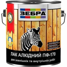 Лак алкідний глянцевий універсальний ПФ-170 TM ZEBRA безбарвний 0,75 л