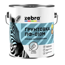 Грунт ПФ-010М ТМ ZEBRA с модификатором ржавчины 90 черный 2,8 кг
